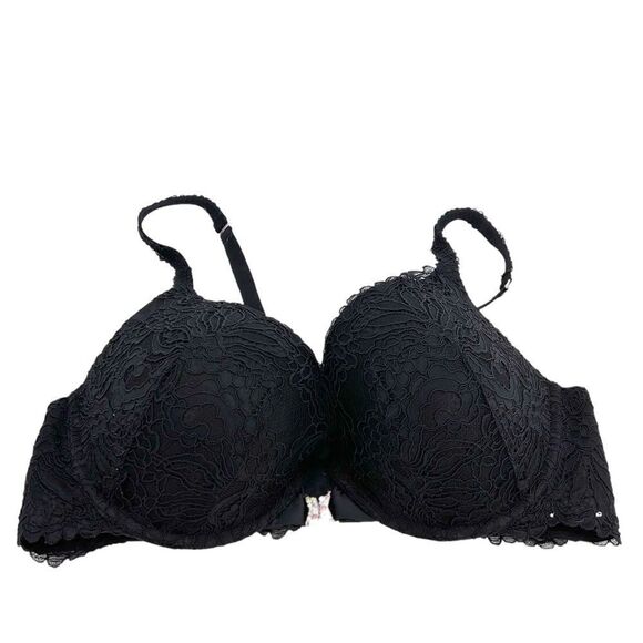 Savage X Fenty black Romantic Corded Lace Front-Closure Push Up Bra size 40DD - Picture 6 of 11
